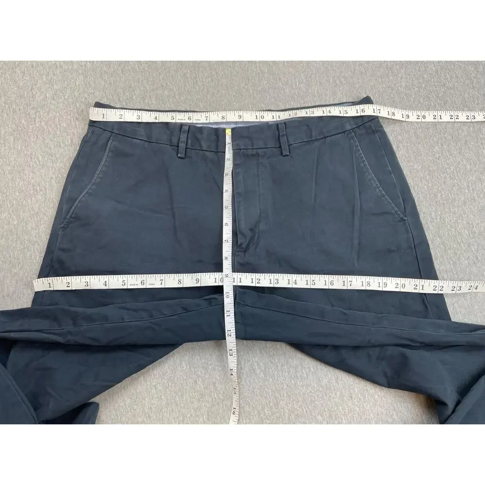 J Crew Pants Mens 34 x 32 Blue 100% Cotton Bowery‎ Flat Front Chino Straight